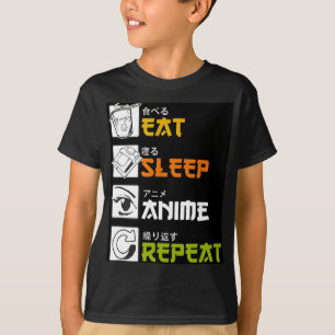 T-shirt Eat Sleep Anime Repeat Venin Idea Cosplayer