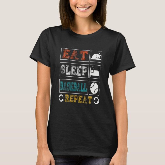 T-shirt Eat Sleep Baseball Repeat Baseball Player  Basebal (Devant)