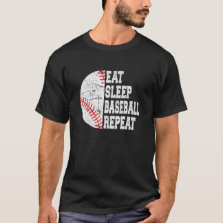 T-shirt Eat Sleep Baseball Repeat  Retro Baseball Player