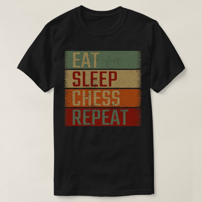 T-shirt Eat Sleep Chess Répéter (Design devant)