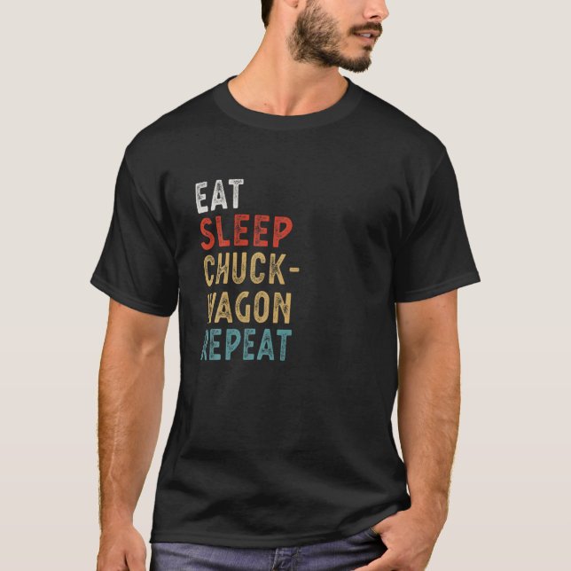 T-shirt Eat Sleep Chuckwagon Racing Répéter Drôle Joueur G (Devant)