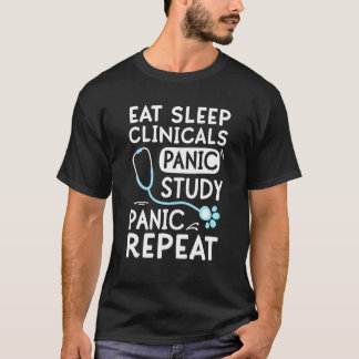 T-shirt Eat Sleep Cliniques Panique Étude vétérinaire Stud