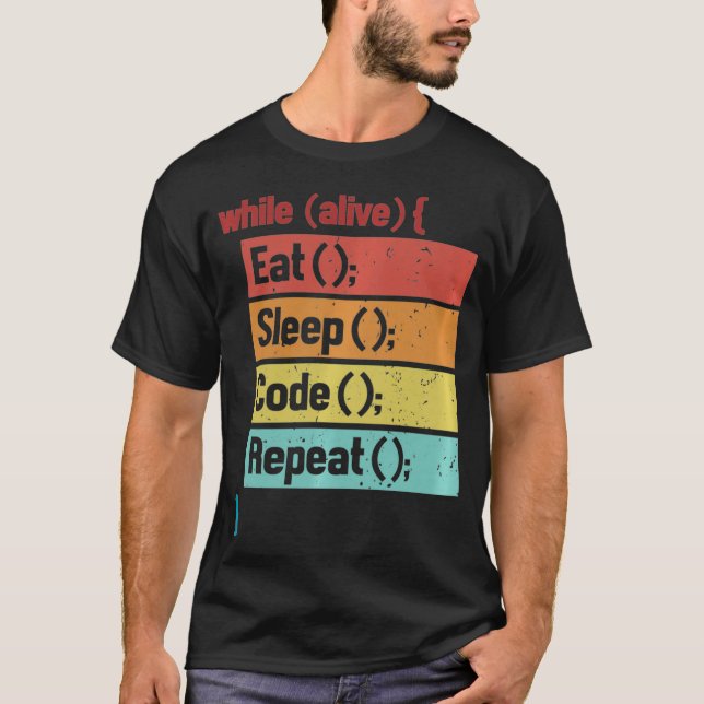 T-shirt Eat Sleep Code Repeat Full Stack Coder (Devant)