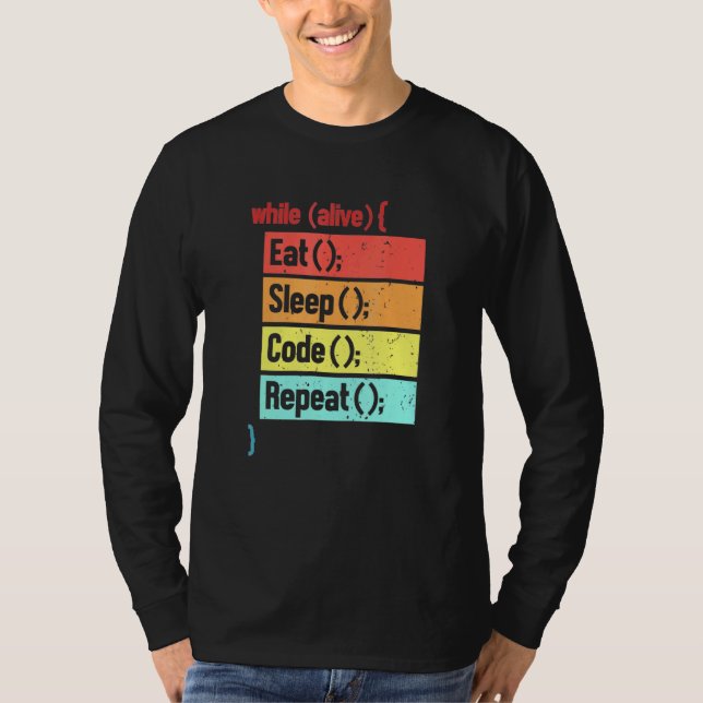 T-shirt Eat Sleep Code Répéter Software Engineer Developer (Devant)