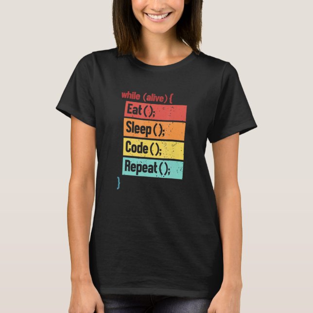 T-shirt Eat Sleep Code Répéter Software Engineer Developer (Devant)