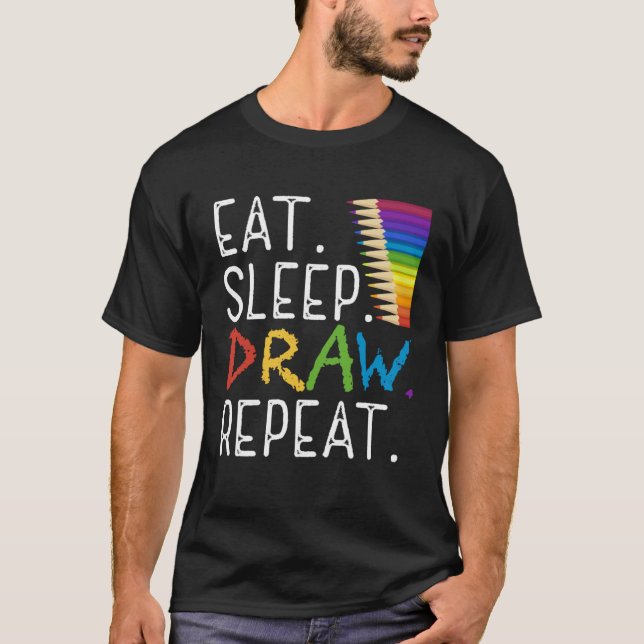 T-shirt Eat Sleep Draw Repeat Paint  Teacher Painter Artis (Devant)