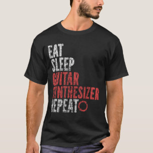 T-shirt Eat Sleep Guitar synthétiseur Répéter