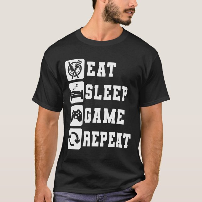T-shirt Eat Sleep Jeu Répéter Cool Jeux de Joueur tendance (Devant)