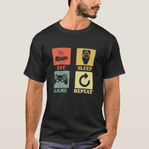 T-shirt Eat Sleep Jeu Répéter Funny Gamer Cadeau Garçons A