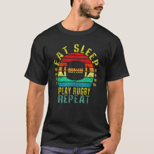 T-shirt Eat Sleep Jouer Rugby Répéter Retro