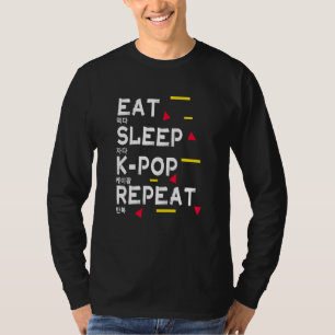 T-shirt Eat Sleep K Pop Répéter Imprimer Coréen Pour Kpop