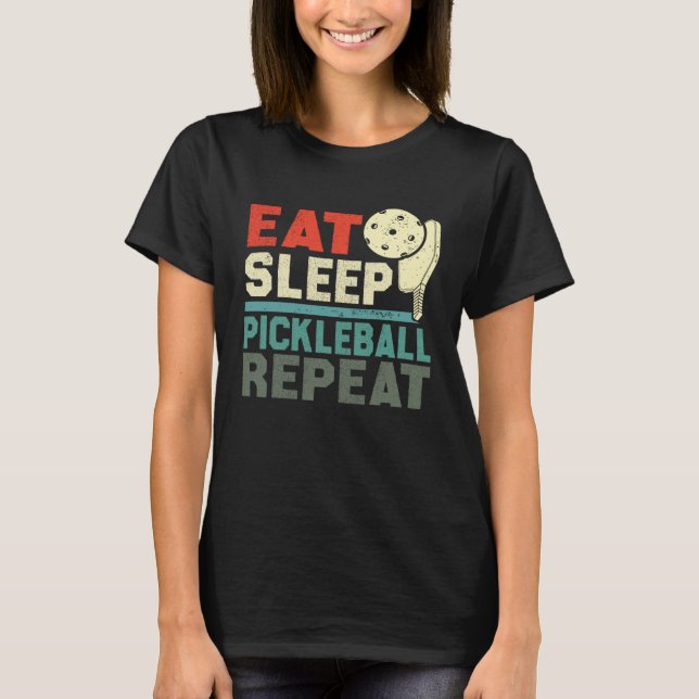 T-shirt Eat Sleep Pickleball Repeat  Retro vintage (Devant)