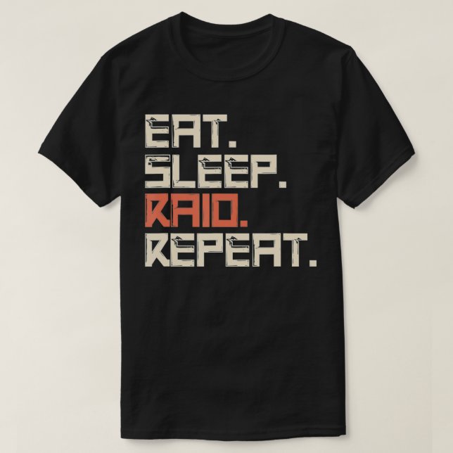 T-shirt Eat Sleep Raid Repeat Gaming  (Design devant)