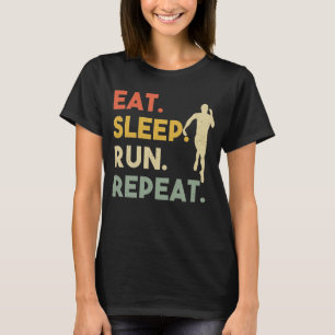 T-shirt Eat Sleep Run Répéter Retro Runner Training Outdoo