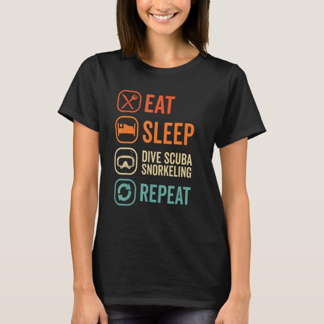 T-shirt Eat Sleep Scuba Repeat Scuba Diver Diving Snorkeli (Devant)