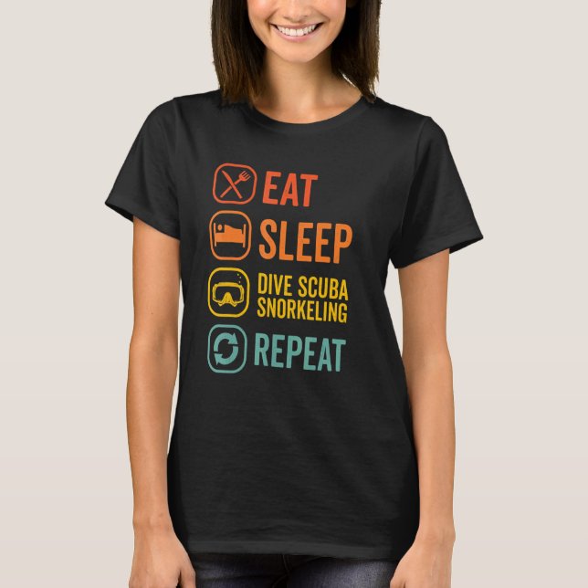 T-shirt Eat Sleep Scuba Repeat Scuba Diver Diving Snorkeli (Devant)
