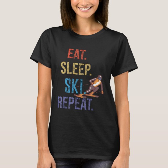 T-shirt Eat Sleep Ski Repeat Ski (Devant)