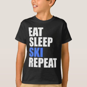 T-shirt Eat Sleep Ski Repeat Winter Mountains Skiing Lodge