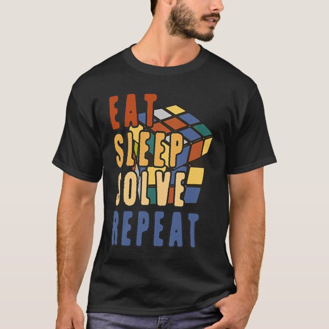 T-shirt Eat Sleep Solve Repeat  Solve Cube Puzzle Fun  1 (Devant)
