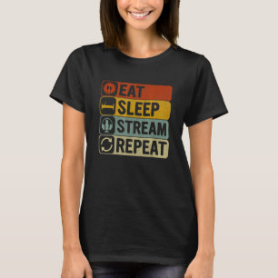 T-shirt Eat Sleep Stream Repeat Retro 60s les années 70 St