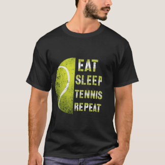 T-shirt Eat Sleep Tennis Repeat Custom Name Funny Sports 