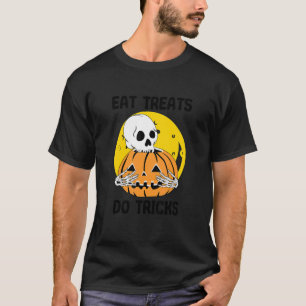 T-shirt Eat Traitements Do Tricks Halloween Scary Skeleton