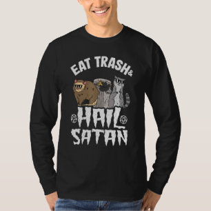 T-shirt Eat Trash Hail Satan Opossum Raccoon Goth Rock Dea