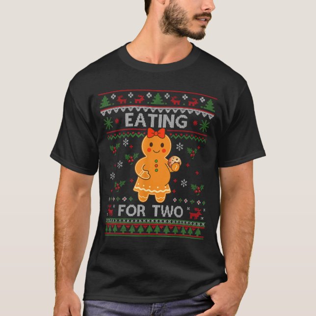 T-shirt Eating For Two Pregnancy Announcement Ugly Sweater (Devant)
