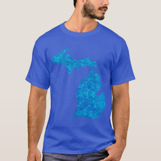 T-shirt Eau Abstraite Grands Lacs Michigan Silhouette