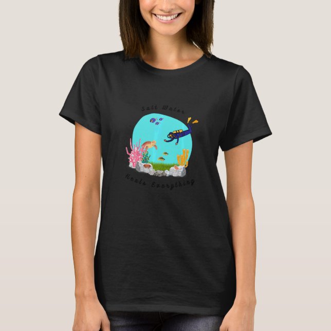 T-shirt Eau Salée Traite Tout Plongée Plage d'été (Devant)