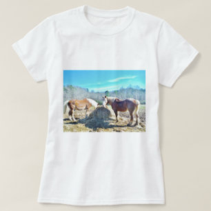 T-shirt Ébauche secourue Chevaux mangeant foin