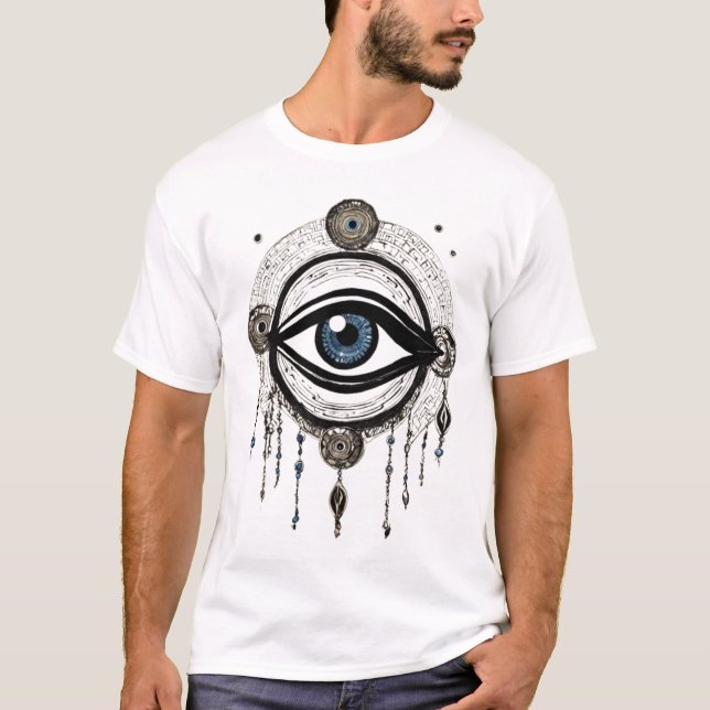T-shirt Écart De Négativité : Encre Grecque Ancien Mal Eye (Devant)