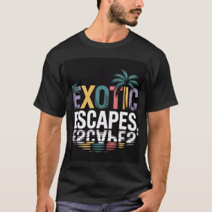 T-shirt Échappées Exotiques Design Rétro de Palmiers Tropi