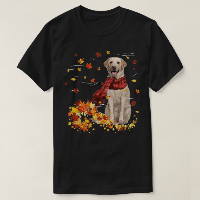 T-shirt Écharpe automnale du Labrador Chien automne Feuill (Design devant)