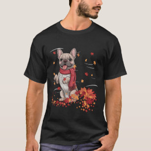 T-shirt Écharpe d'automne drôle de Bouledogue français Chi