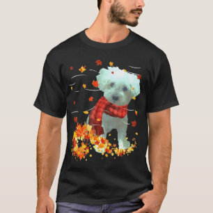 T-shirt Écharpe d'automne Poochon - Chiens Feuilles d'auto