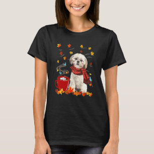 T-shirt Écharpe de chien Shih Tzu automne chocolat