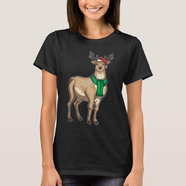 T-shirt Écharpe de Noël des rennes (Devant)