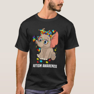 T-shirt Écharpe éléphant mignon animal Mois de la sensibil