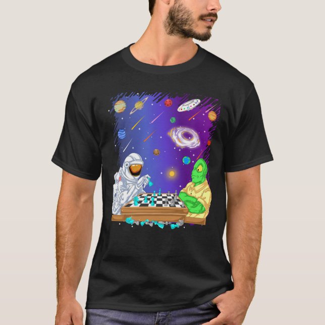 T-shirt échecs astronautes et aliens (Devant)