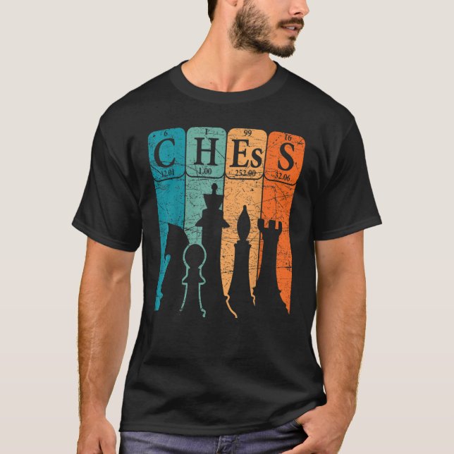 T-shirt Échecs Tableau Périodique Éléments Nerd Joueur d'é (Devant)