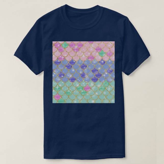 T-shirt Échelles de sirène arc-en-ciel 3 (Design devant)