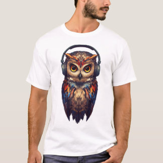 T-shirt Écho de minuit – Hibou abstrait avec âme