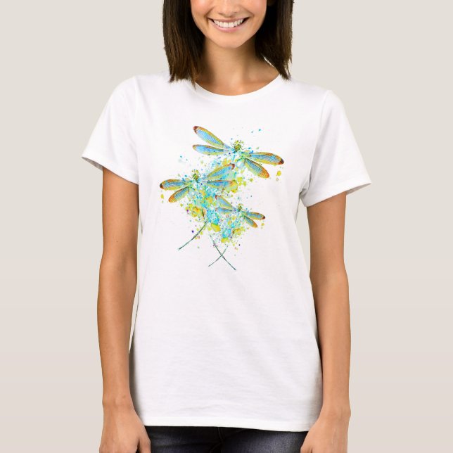 T-Shirt éclaboussé de libellule sarcelle (Devant)
