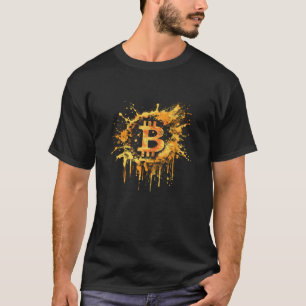 T-shirt Éclaboussure Bitcoin Btc Pièce Crypto Vintage Cryp
