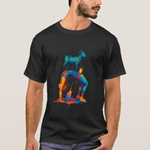 T-shirt Éclaboussure de couleur Chèvre Pose de yoga Médita