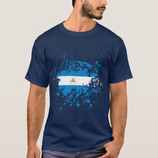 T-shirt Éclaboussure d'encre de drapeau du Nicaragua