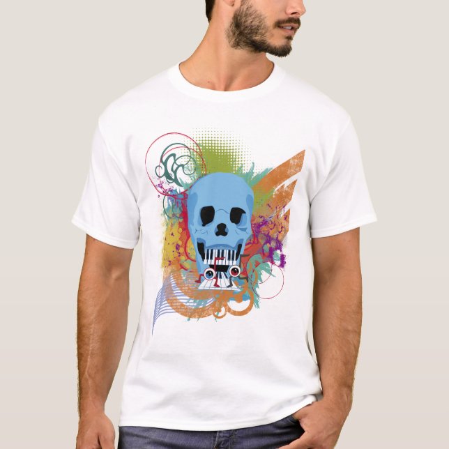 T-shirt Éclaboussure grunge de musique de crâne (Devant)