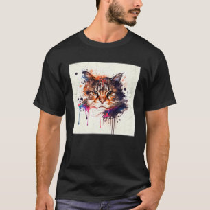 T-shirt Éclaboussure Maine Kun Chat Peinture Éclaboussure