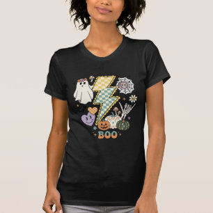 T-shirt Éclair de fantôme de boo Squelette Main Citrouille